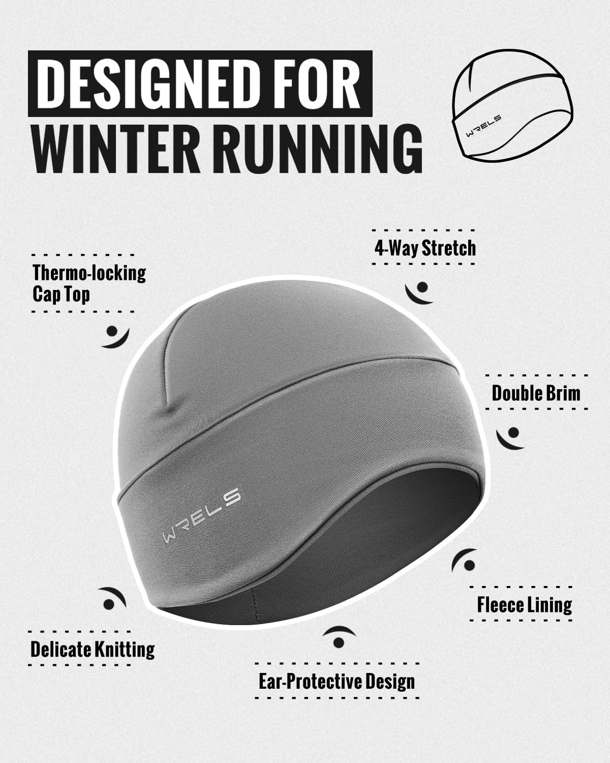 Thermal Running Skull Cap with Ear Flaps - Winter Hat for Women, Windproof Athletic Beanie Helmet Liner - Image 4