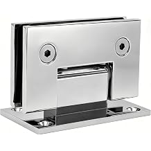 CKB 90 Degree Brass Shower Door Hinge, Chrome, 3/8-1/2 in Glass