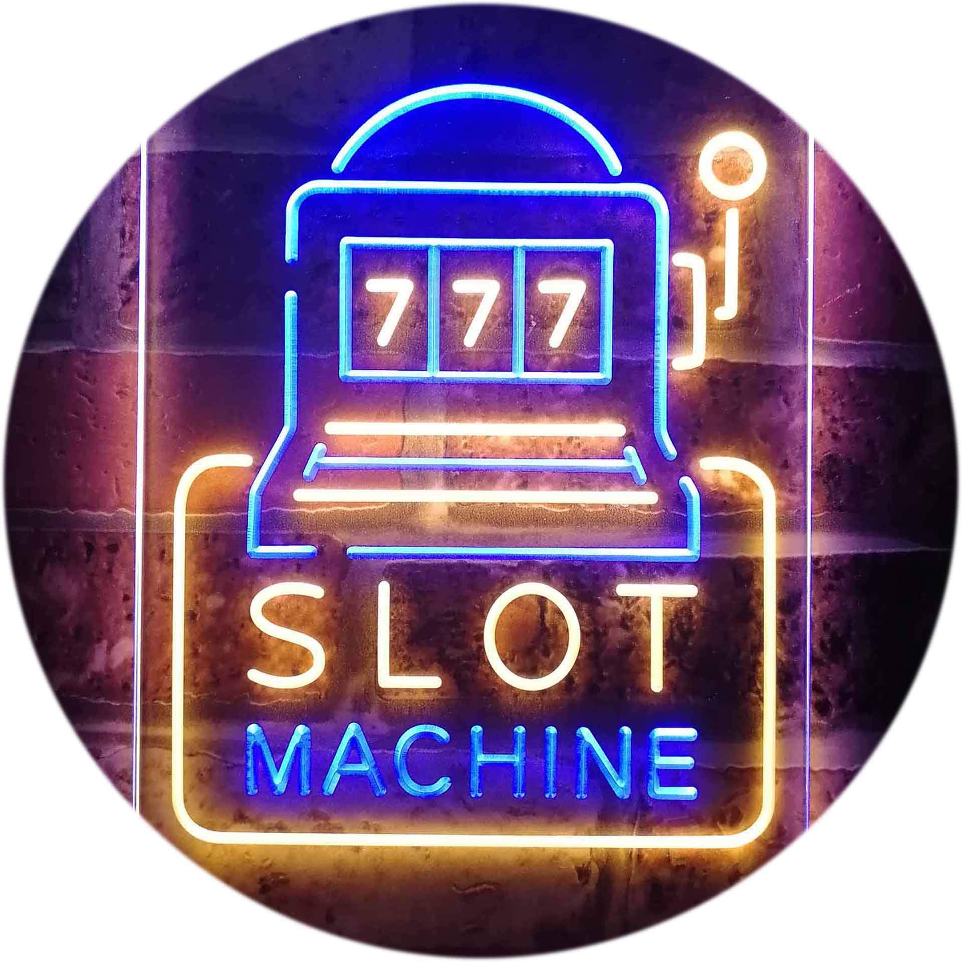 ADVPRO Slot Machine 777 Game Room Dual Color LED Neon Sign Blue & Yellow 16" x 24" st6s46-i2943-by