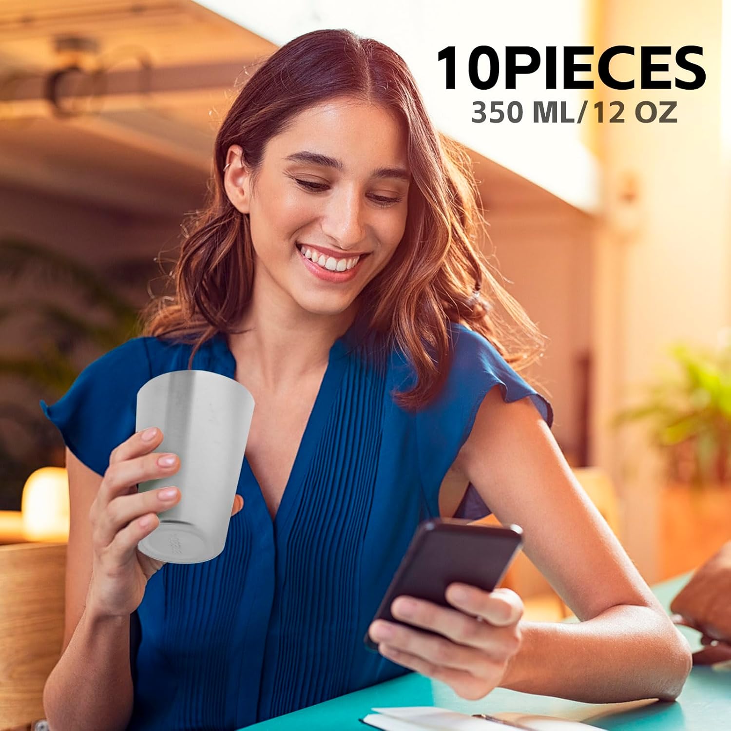 10 Pack 12 oz Stainless Steel Insulated Cup, Double Wall Vacuum Small Metal Cup, Reusable Camping Cups Unbreakable Indoor Outdoor for Party, Home, Office, BBQ, Sliver - Image 5