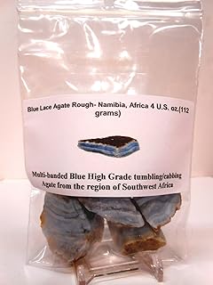 Rock Tumbler Gem Refill Kit - Namibia, Africa Blue Lace Agate Rough, Bold Banding, 4 oz