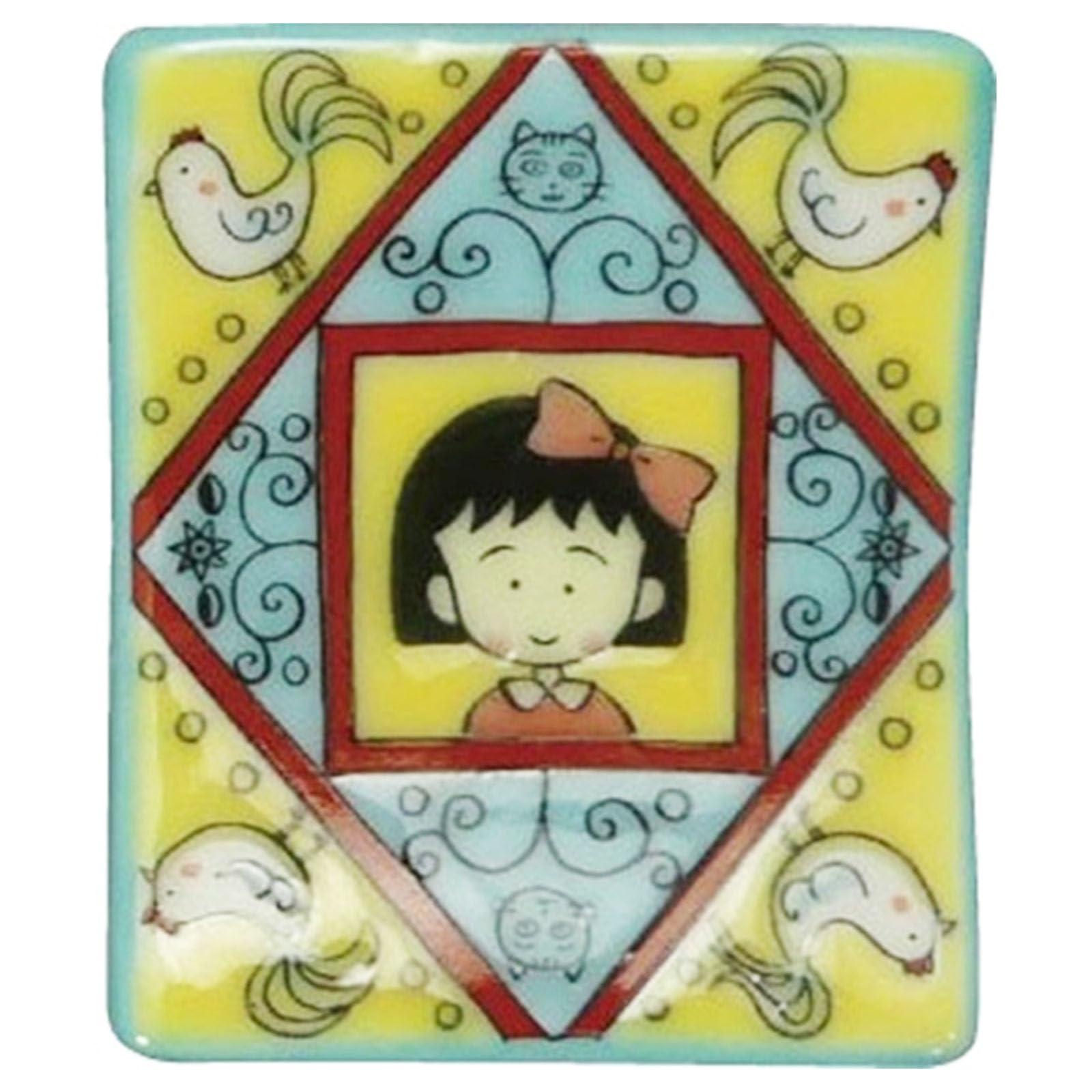 Chibi Maruko-chan Kutani Ware Chopstick Rest Rooster Porcelain Japan