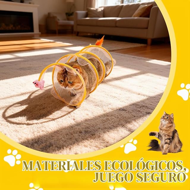 Foto 6 de 8 de Tunel para Gatos Cat Tunnel,Interactiva Juguetes para Gatos Perros Conejos,Cat Toy con Campanas Plumas…