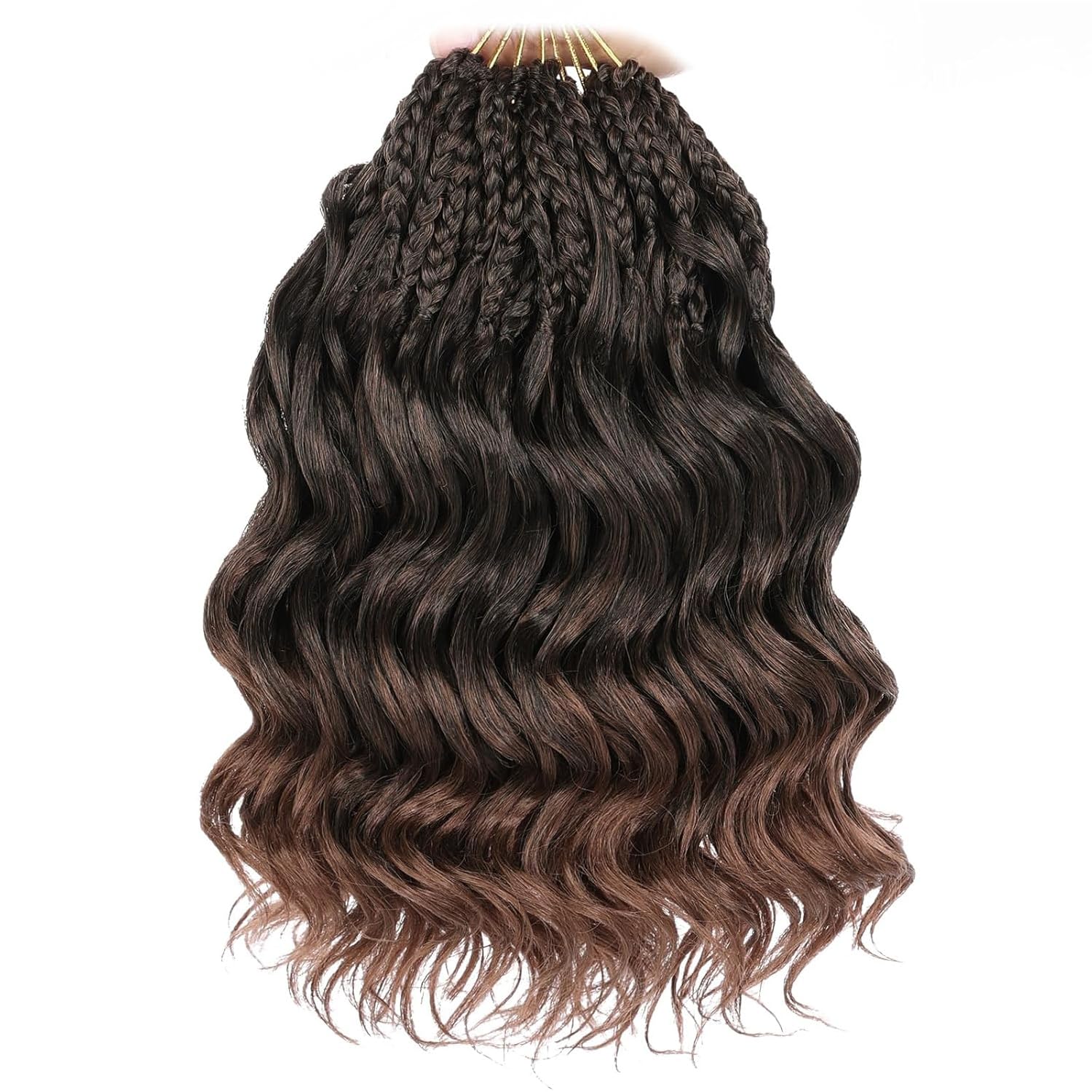 Mscat 10 Inch Pre Looped Ocean Wave Crochet Hair 8 Packs Ombre Boho Ocean Braids Pre Twisted Synthetic Deep Wavy Crochet Hair for Women T30#