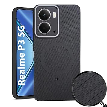 LIRAMARK Rugged Carbon Fibre TPU Armor Silicone Back Cover Case for Realme P3 5G