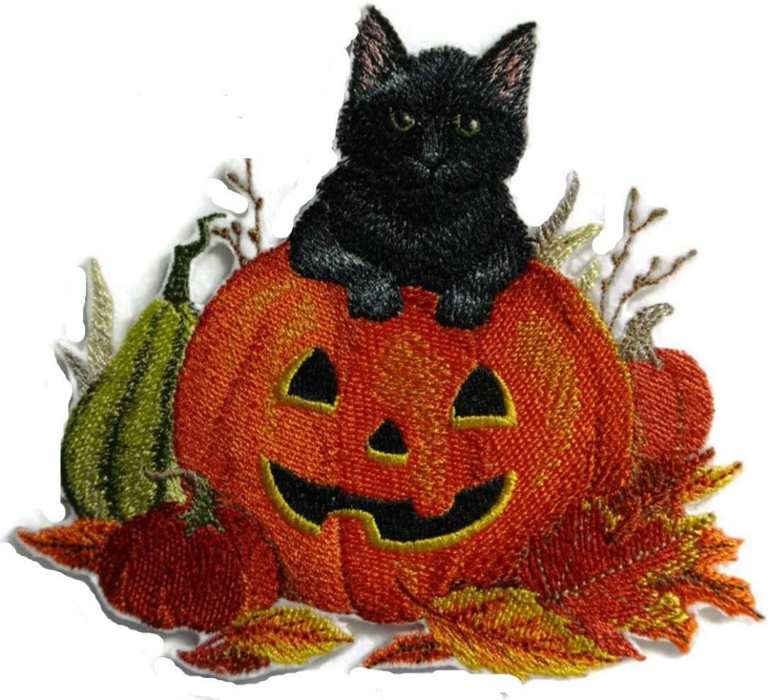 BeyondVision Custom and Unique Happy Halloween [Too Cute to Spook Kitten] Embroidered Iron on/Sew Patch [5.33x5] [Made in USA]