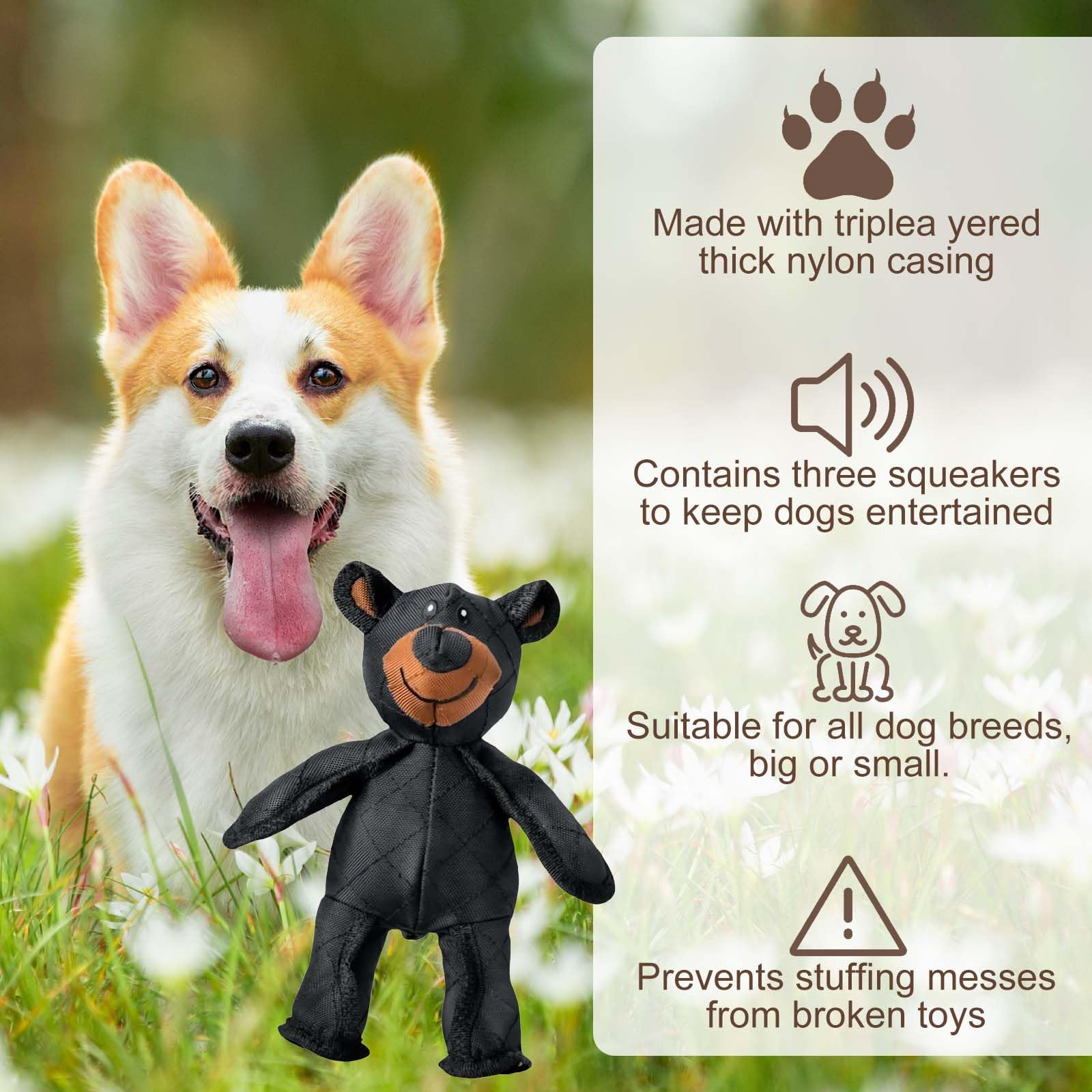Belligern Indestructible Dog Toys, Unbreakable Bear 28 * 18cm, Suitable for Large Dogs Dogs Who Like to Chew (1 Piece) - Image 3