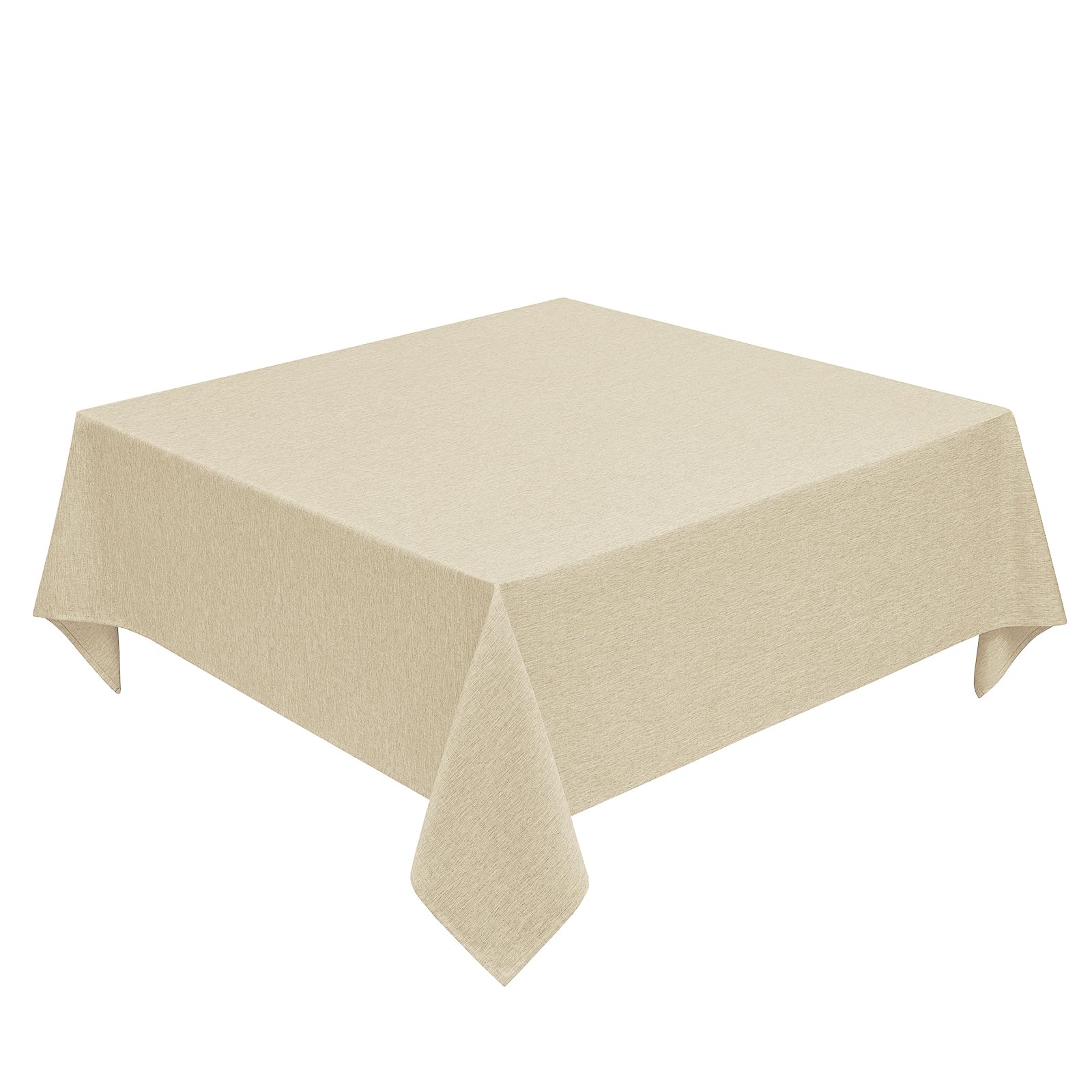 Decorelia Waterproof Square Faux Linen Tablecloth for Dining Room(Square, 52x52 Inch, Beige)