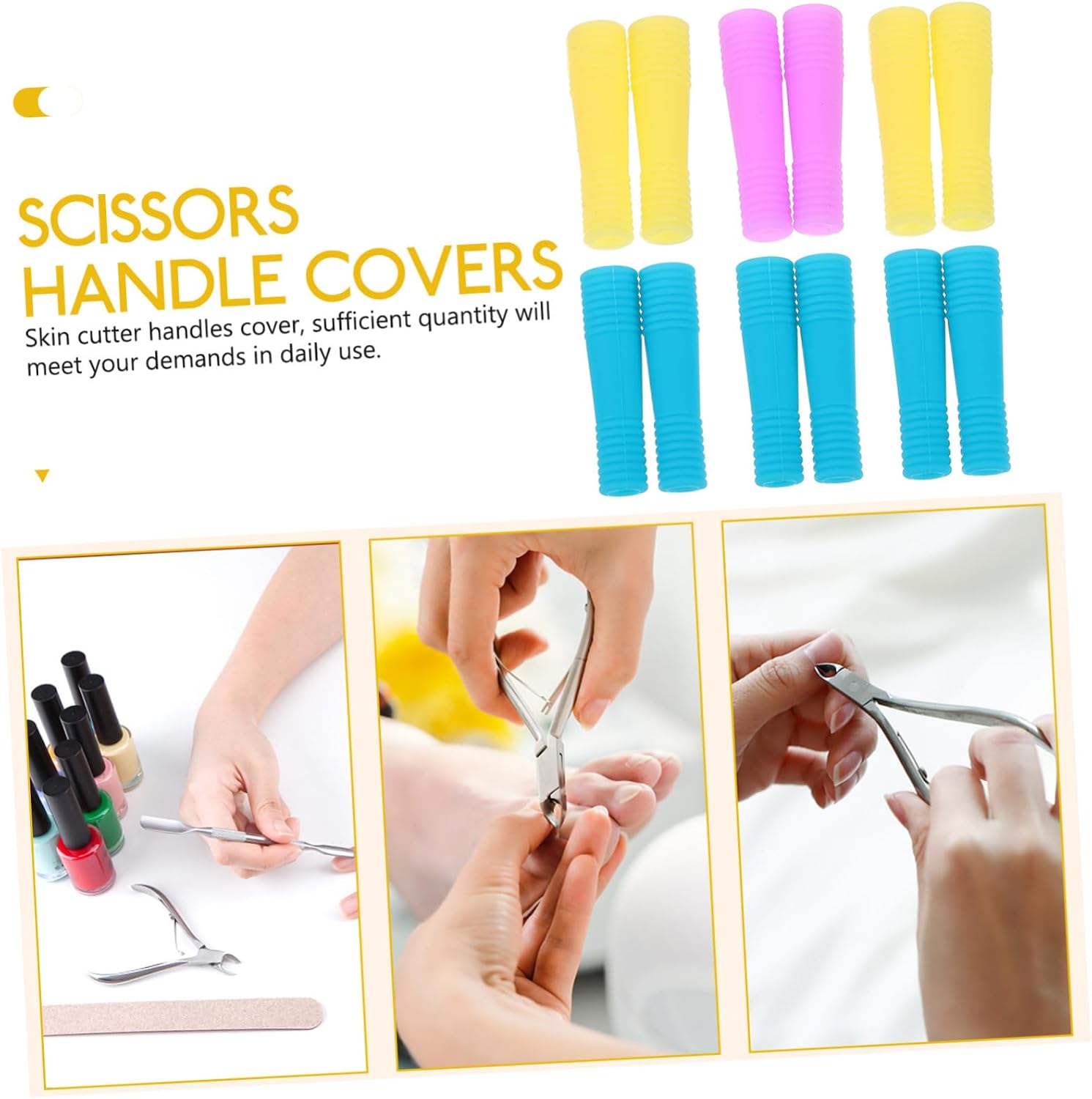 18pairs Silicone Nail Scissors Handle Covers Non- Cuticle Trimmer Sleeves for Nail Care Random Colors for Manicure and Pedicure Use