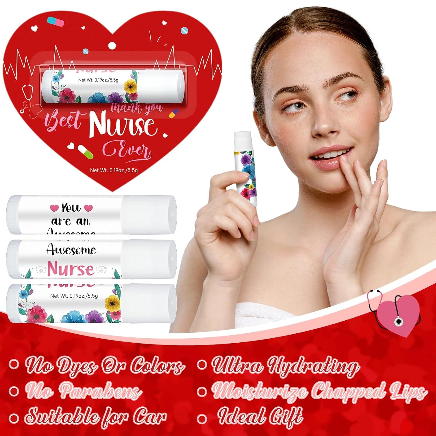 60 Pack Nurses Appreciation Gifts Bulk Nurses Week Lip Balms Hospital Staff Team Thank You Gifts Winter New Year Appreciation Party Favors for Coworkers Midwife Women Volunteer Presents