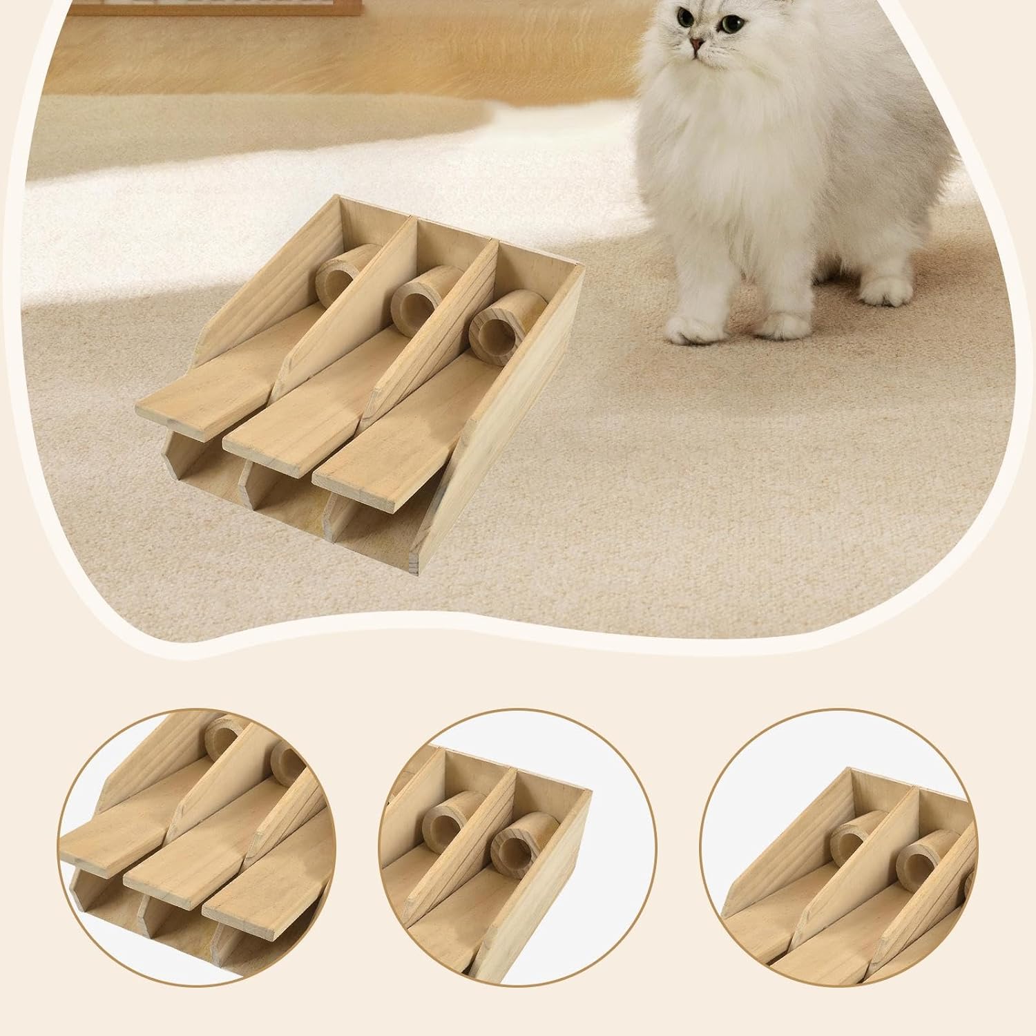 Baoblaze Dog Treat Dispenser Wooden Slow Feeder Piano Keyboard Interactive Toy Kitten Treat Toy for Puppy Training Slow Eating Playing
