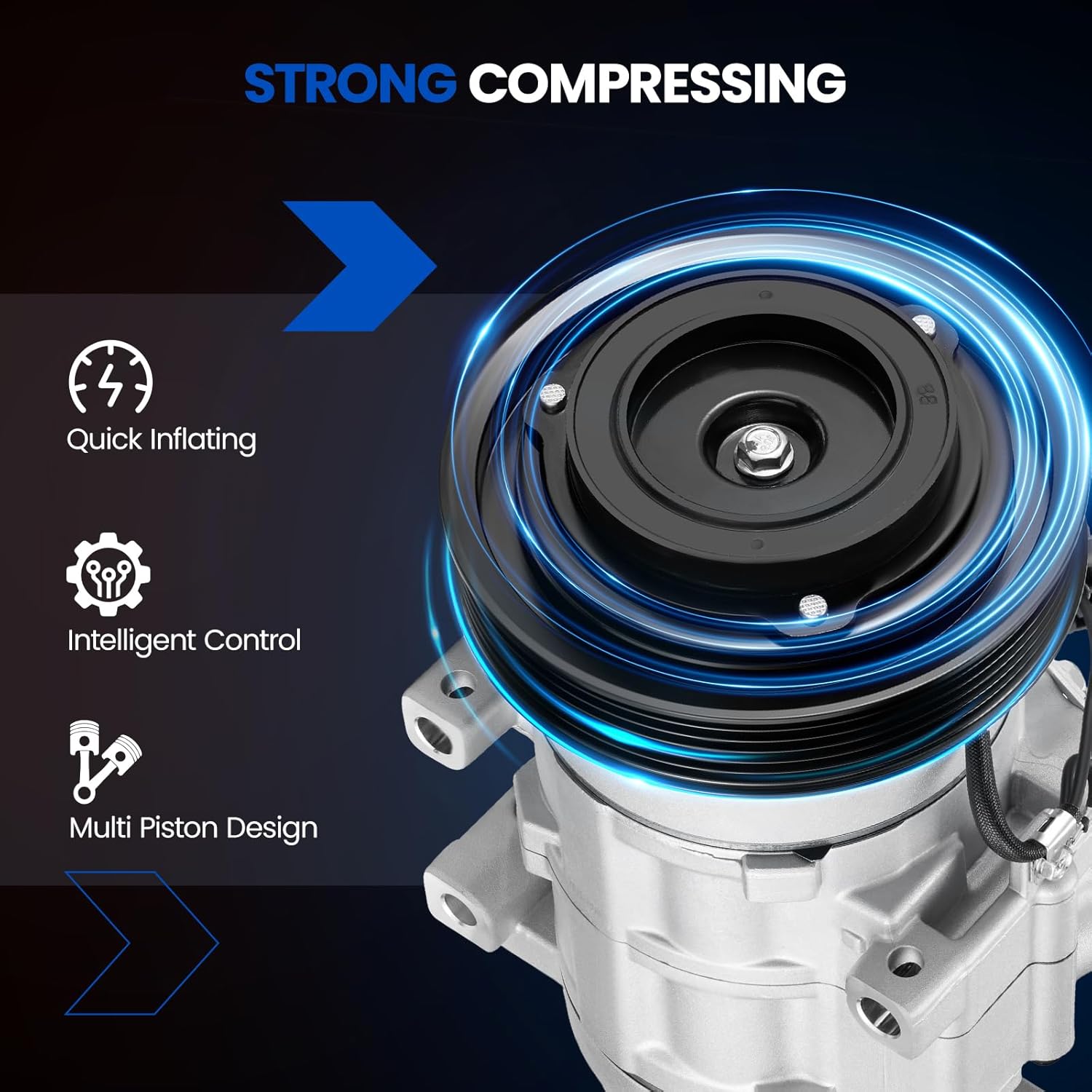 98122 Air Conditioning A/C Compressor with Clutch Compatible with Mazda 3 Sport 2010-2013, 5 2012-2015, 2.3L 2.5L, HS18 Compressor