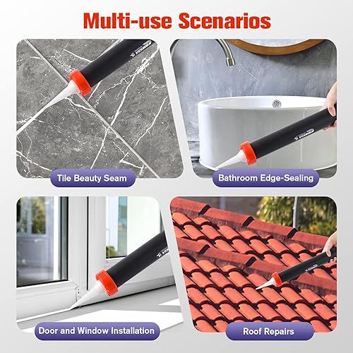 Miniatura 7 de VISHIGH Pistola de calafateo inalámbrica, pistola eléctrica de calafateo de 21 V y pistola adhesiva para cartuchos de 10 oz-20 oz/10.1-20.3 fl oz y