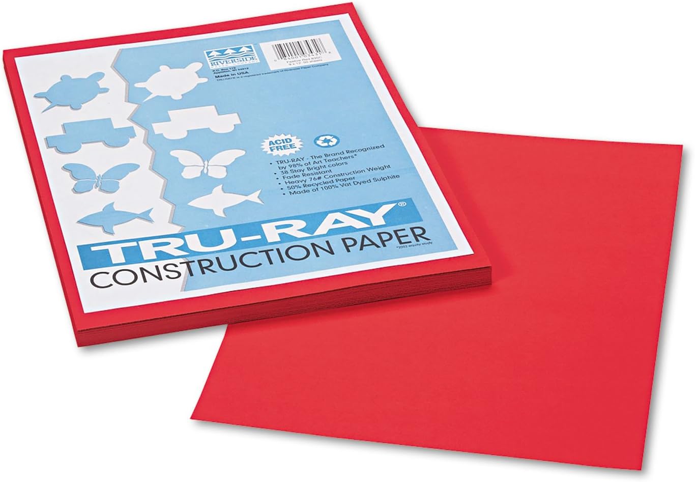 Pacon 103431 TruRay Construction Paper, 76 lbs., 9 x 12