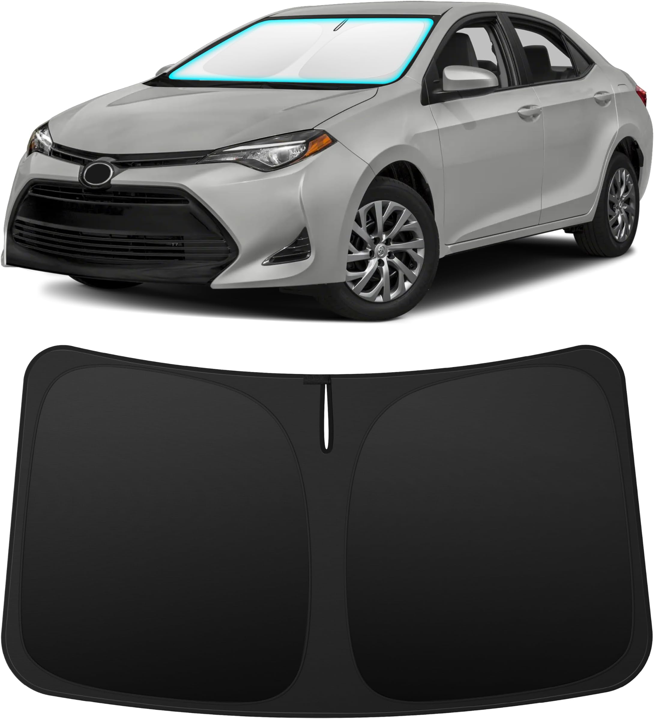 INSAUTO Custom Fit Windshield Sun Shade Accessories for Toyota Corolla 2014-2019 (Corolla Cross Not Fit), Foldable Front Window Sunshade, UV & Heat Reflector, Keeps Interior Cool, Includes Storage Bag