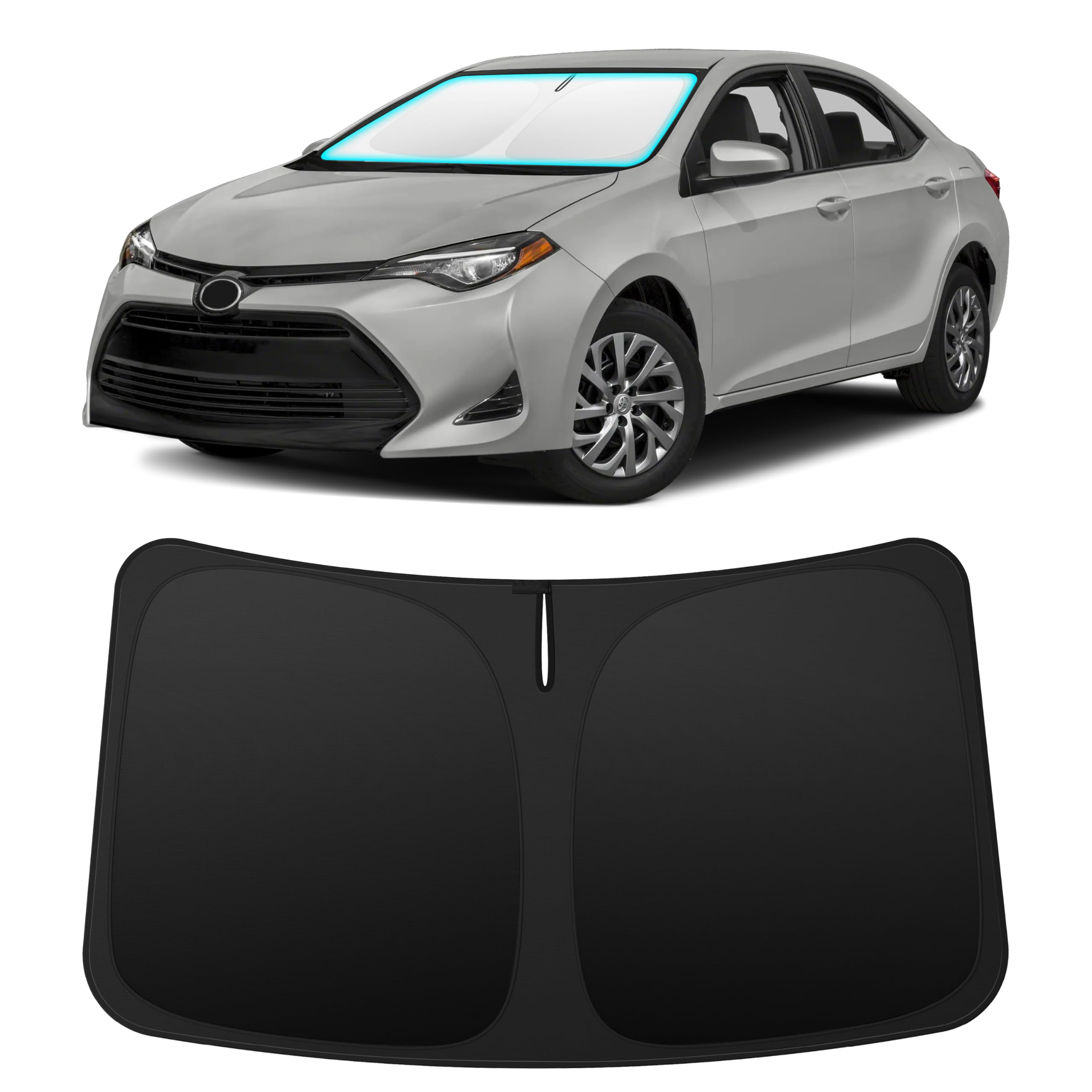 INSAUTO Custom Fit Windshield Sun Shade Accessories for Toyota Corolla 2014-2019 (Corolla Cross Not Fit), Foldable Front Window Sunshade, UV & Heat Reflector, Keeps Interior Cool, Includes Storage Bag