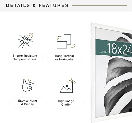 Vista 294 de MCS Studio Gallery Marco para póster de 16 x 24 pulgadas, imitación de veta de madera de color negro, colgar en horizontal o vertical, grande
