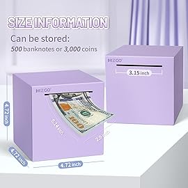 hizgo Adults Purple Piggy Bank, Stainless Steel Piggy Bank for Adults/Kids Must Break to Open, Unopenable Money Saving Box(4.72-inch, Purple)