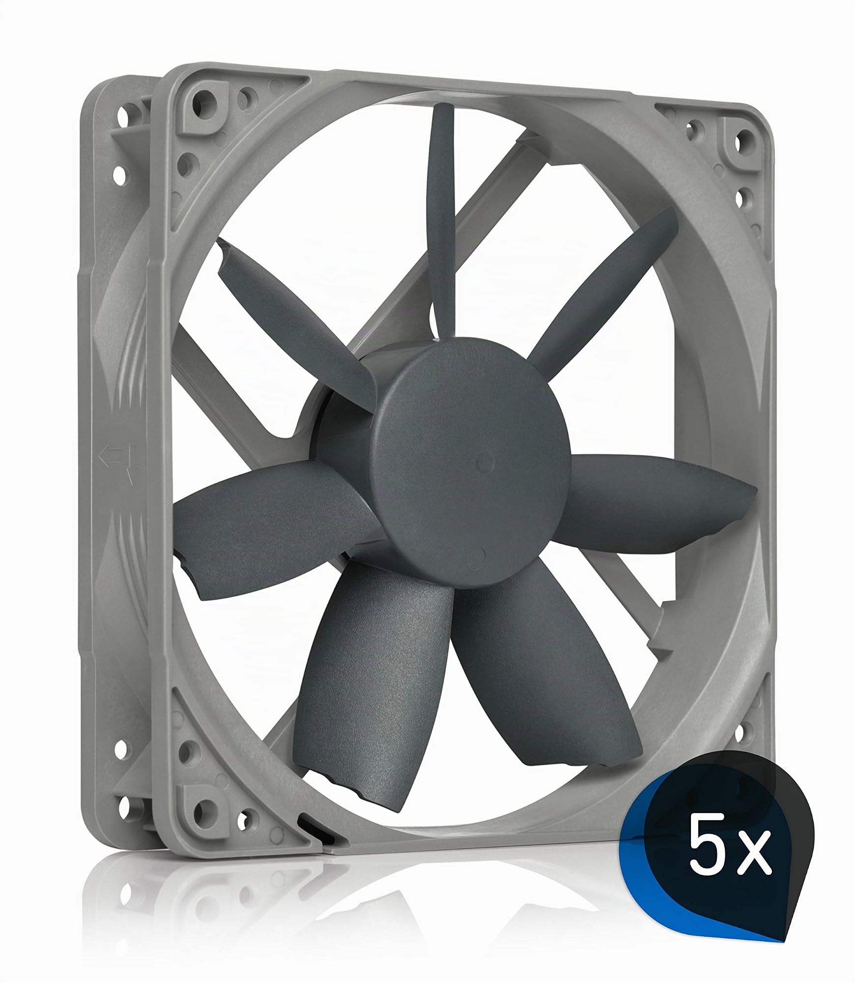 Noctua Paquete: 5x NF-S12B redux-1200 PWM, Ventilador de Alto Rendimiento, 4 Pines, 1200 RPM (120 mm, Gris)