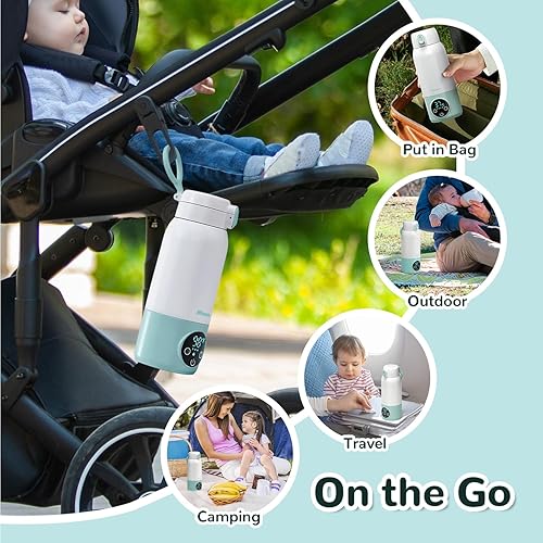 Miniatura 7 de Calentador de biberones portátil para viajes  Modos de calefacción dobles actualizados para leche materna y agua, calentador de leche para bebé con