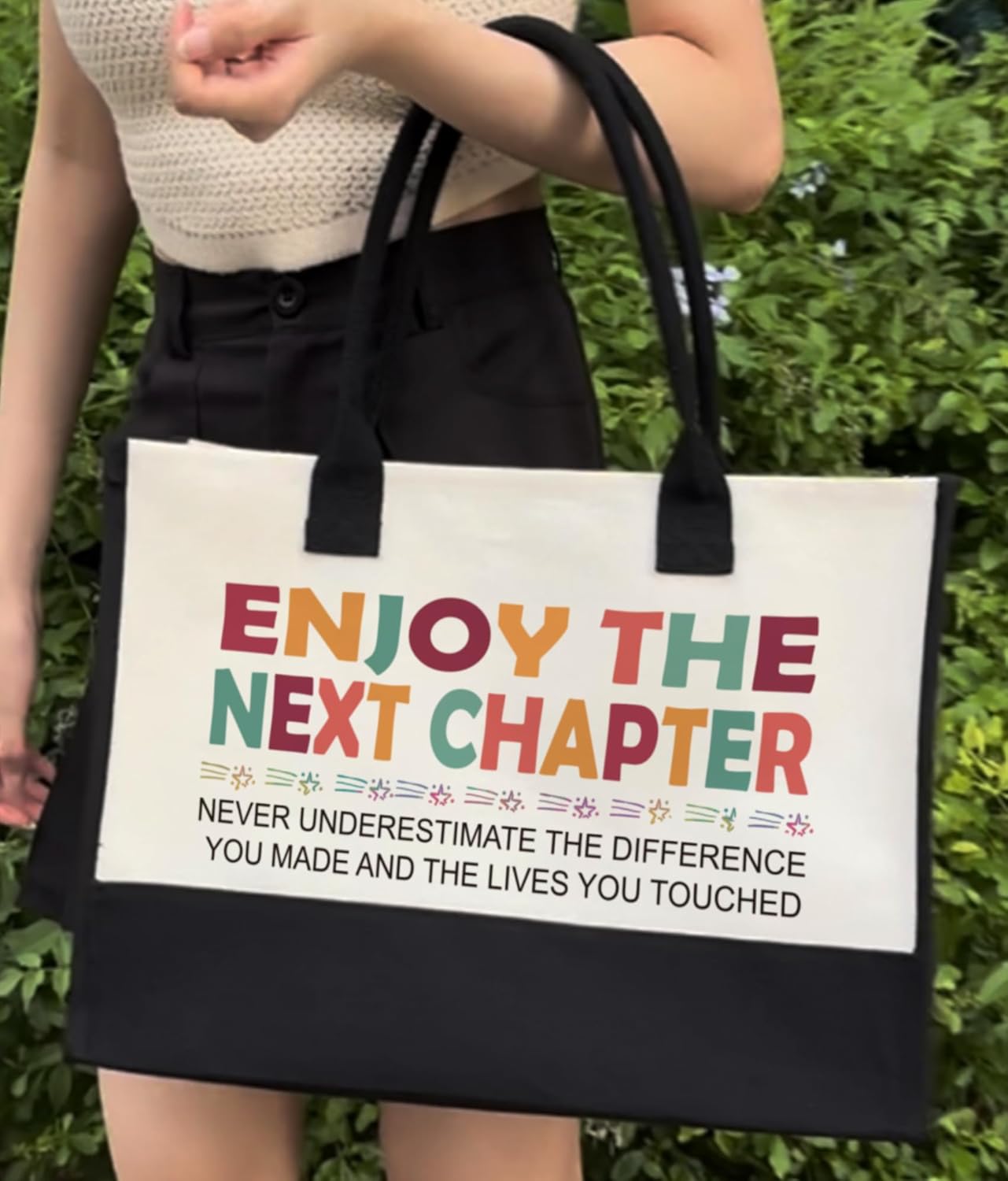 Aesthetic Canvas Tote Bag for Women, Shoulder Bag Gifts for Friends Bestie, 12x17 inch - Image 6