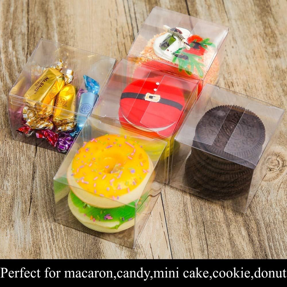 RomanticBaking 100 Pack Bulk 2x2x2 Inch Clear Gift Boxes Macaron Boxes Small Chocolate Bomb Boxes Birthday Wedding Party Favor Boxes image 4
