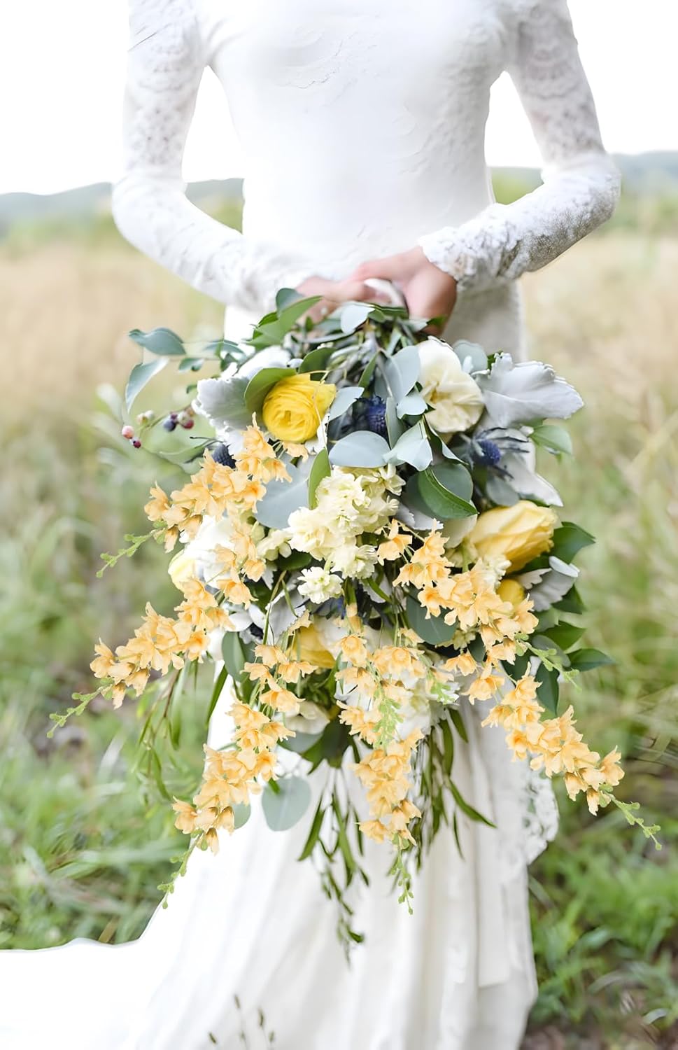 8PCS Delphinium Artificial Flowers Champagne Silk Faux Flowers 33.5'' Long Stem Fake Larkspur Flowers for Tall Vase Home Wedding Garden Table Decor(Champagne) - Image 3