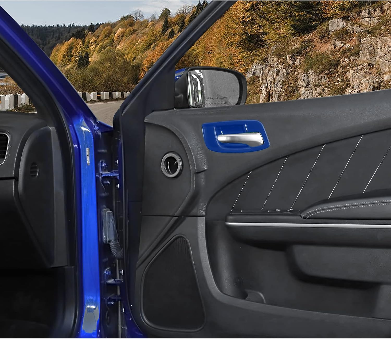 JWWY Inner Door Bowl Handle Interior Door Pull Handle Cover Trim Garnish Fit for 2011-2025+ Dodge Charger Interior Accessories,Chrysler 300 5pcs Blue