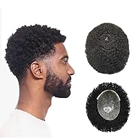 Vista 1 de Tupé rizado afro para hombres negros Full Poly African American Hair Curl Systems inyectado PU Coily Hairpiece reemplazo piel unidades de cabello 1#
