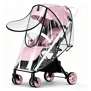 EVA Stroller Rain Cover, No-Zip Waterproof Stroller Cover - Food Grade Material, Breathable Baby Travel Weather Shield for Most Single Strollers & Joggers, Black