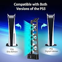 Vista 5 de NexiGo PS5 Accessories Ventilador de refrigeración con luz LED tanto para discos como ediciones digitales sistema de refrigeración eficiente soporte
