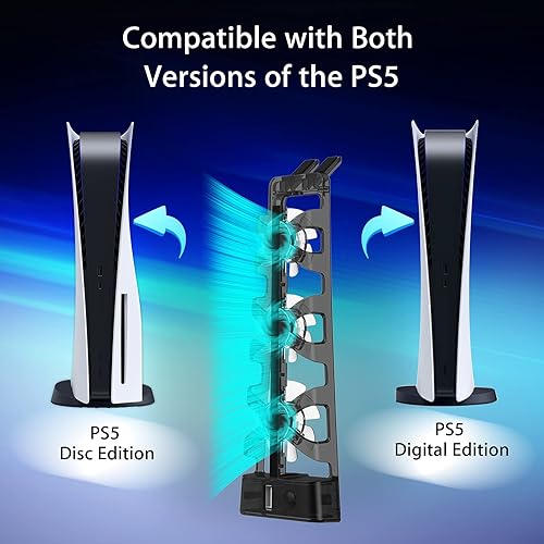 Miniatura 5 de NexiGo PS5 Accessories Ventilador de refrigeración con luz LED tanto para discos como ediciones digitales sistema de refrigeración eficiente soporte