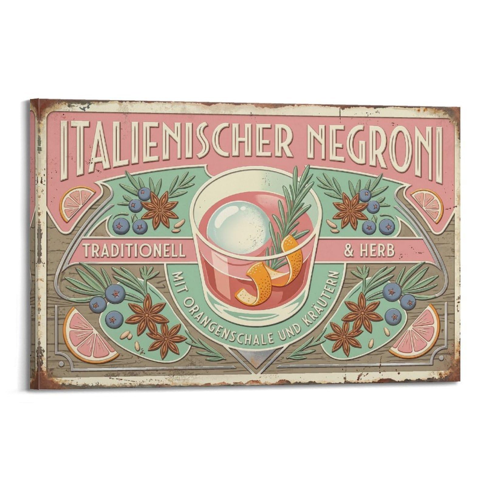 OKAHYS Negroni Poster Celebration Drink Classic Cocktail Mixology Modern Decorative Canvas Prints - Ideal Wall Art for Family, Man Cave, Game Room, Boys & Girls Bedroom 20x30inch
