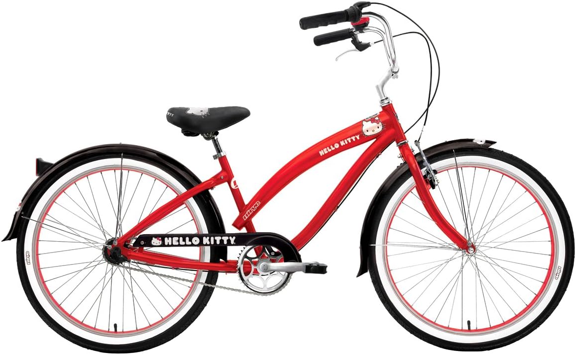 Nirve Retro Kitty Ladies 3 Speed Bicycle (Red, 26-Inch)