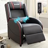 Gaming Massage Recliner Chair Racing Style Single Living Room Sofa Recliner PU Leather Recliner Seat Comfortable Ergonomic Home Theater Seating (Red)