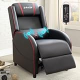 Gaming Massage Recliner Chair Racing Style Single Living Room Sofa Recliner PU Leather Recliner Seat Comfortable Ergonomic Home Theater Seating &lpar;Red&rpar;