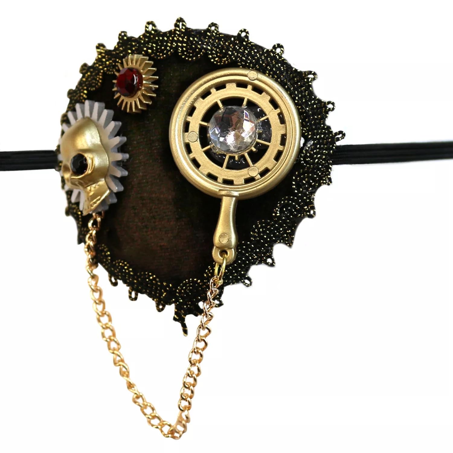 RockParty Steampunk Ornate Decorated Cosplay Goth Jewel, Skull & Chain Accessory Eyepatch