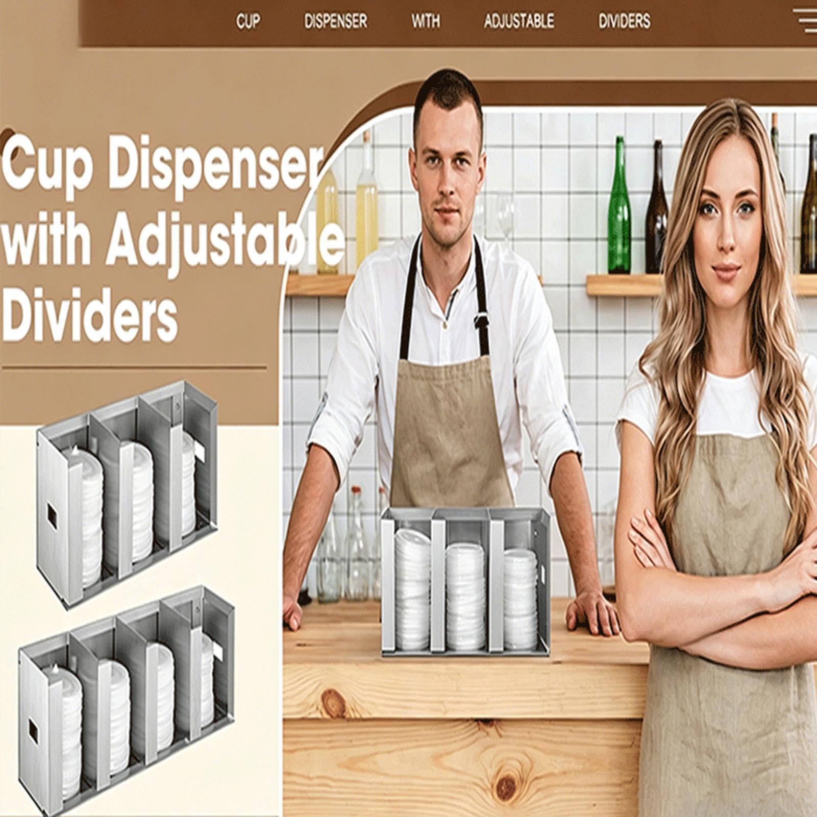 Soporte para vasos y de café, dispensador de bebidas, de acero