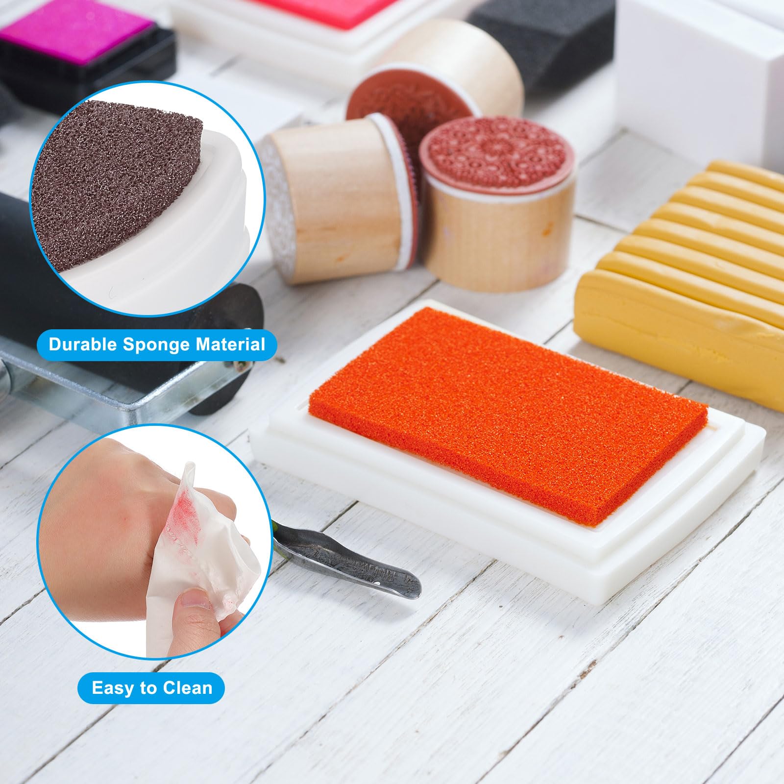 PATIKIL Craft Ink Pads for Stamps 2 Pcs Washable Finger Print Ink Stamp Pad Color DIY Rainbow for Rubber Stamps Paper Scrapbooking Fabric Wood - Image 3