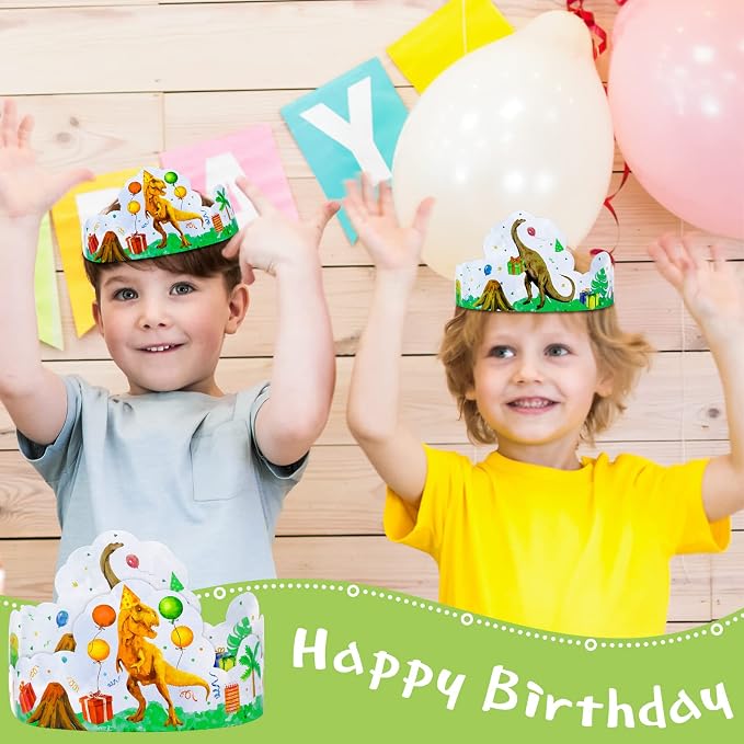 Sombreros de papel dinosaurio para fiesta cumpleaños 30 pcs miniatura 5