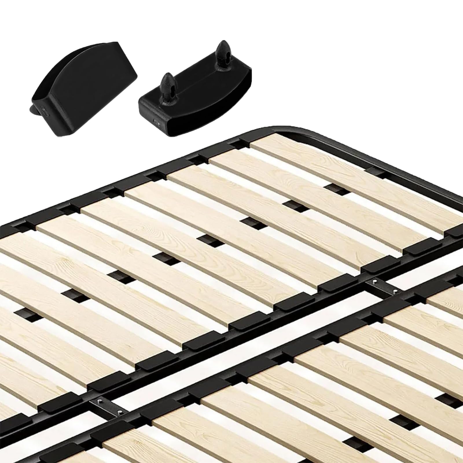 Lot De 36 Capuchons Pour Lattes De Sommier - 24 Pour Côtés, 12 Pour Centre - En Plastique Noir - Dimensions Intérieures 55x9 Mm