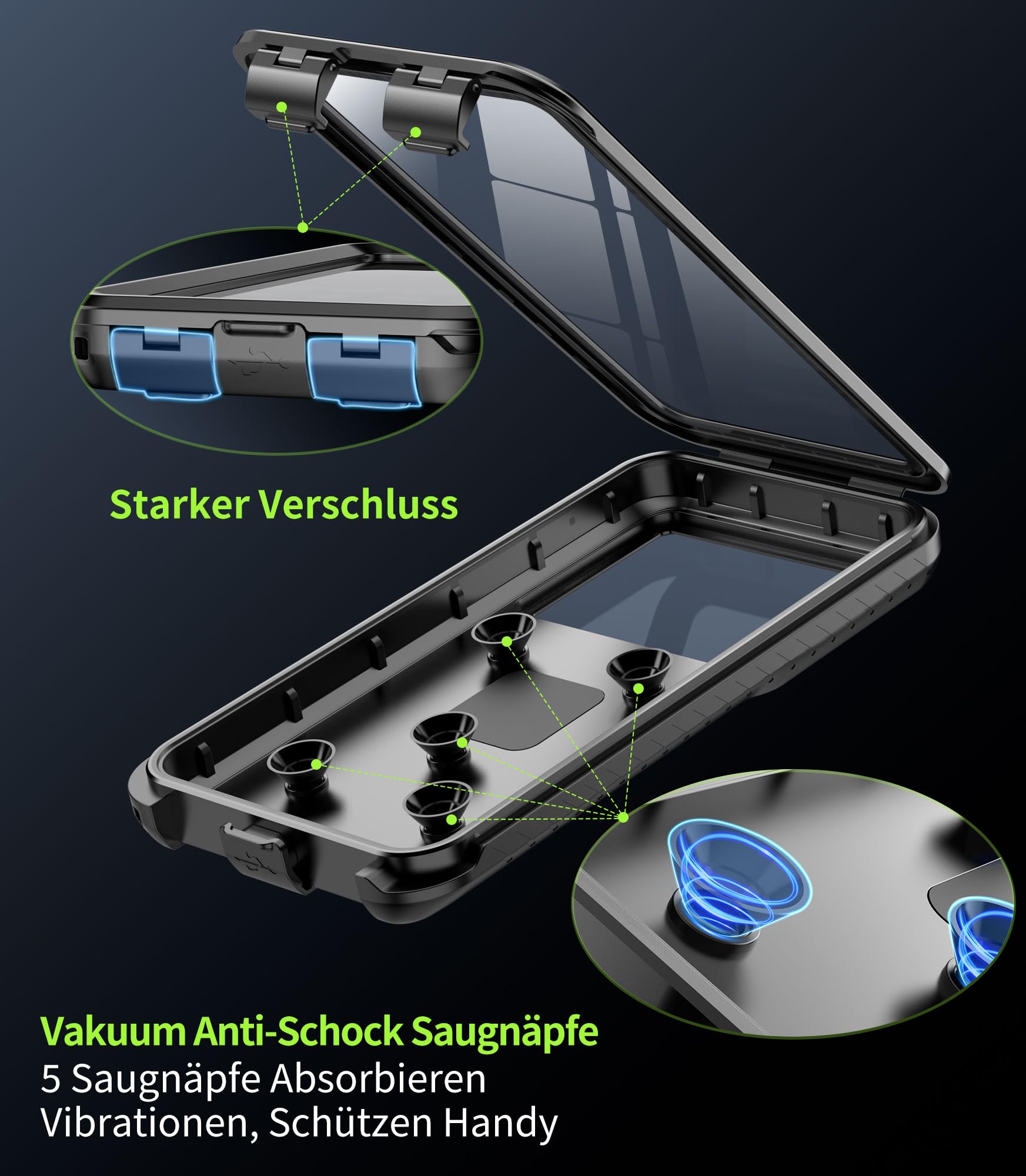 Cozycase Anti-Diebstahl-1S-Kn. Wasserdicht Stoßfest Handyhalterung Fahrrad | Motorrad Lenker Bike MTB Für iPhone 17 16 15 14 13 12 Pro Mini Samsung Galaxy S26 S25 S24 S23 S22 S21 Plus A16 A17 Klein