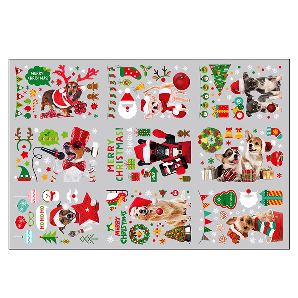PANGBOER Glasses Stickers Home 9 Sheets Christmas Holidays Decro PVC Materials Holiday Props Snow Scene Decals Christmas Decorations Indoor