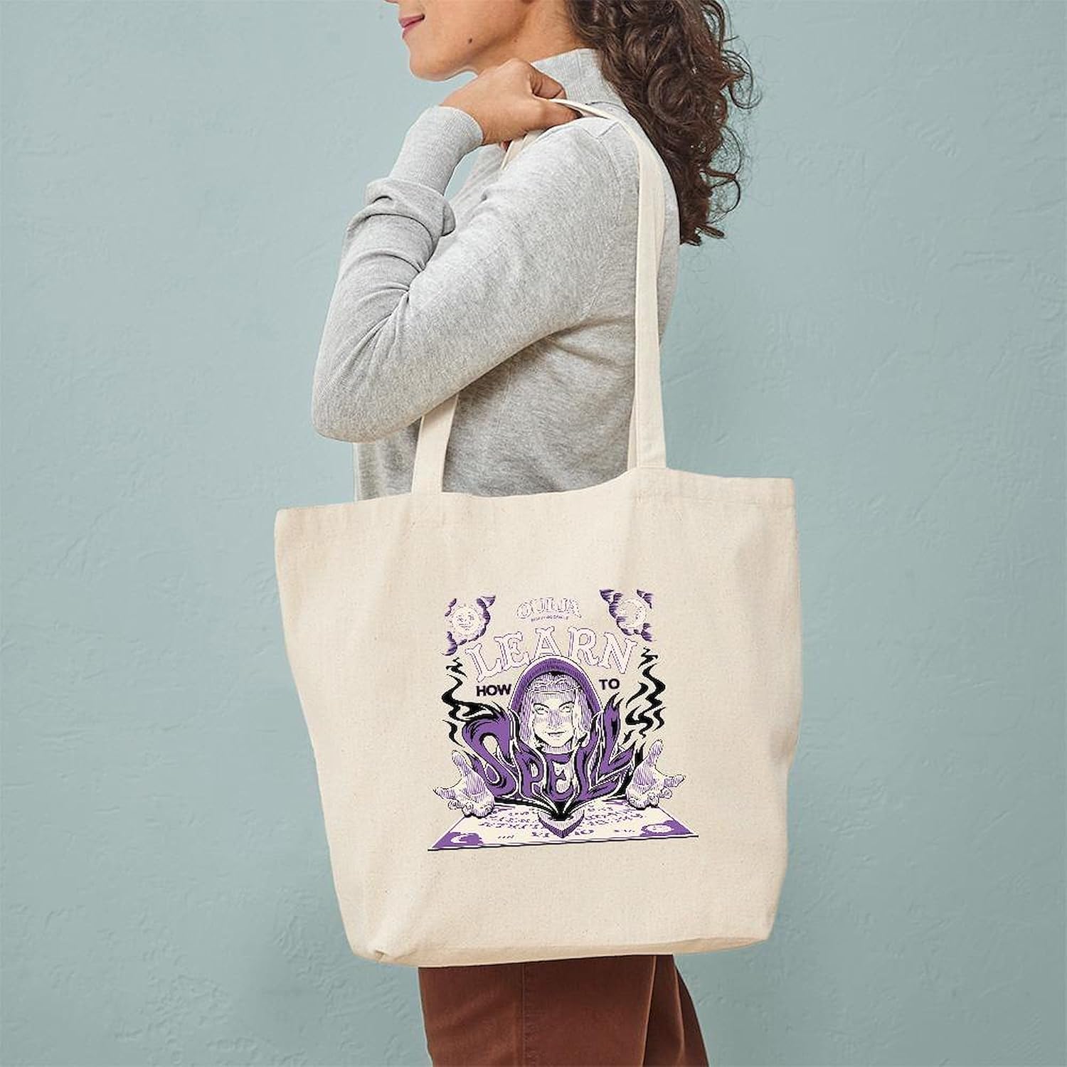 CafePress Ouija: Planchette Reusable Beige Canvas Shopping Bag