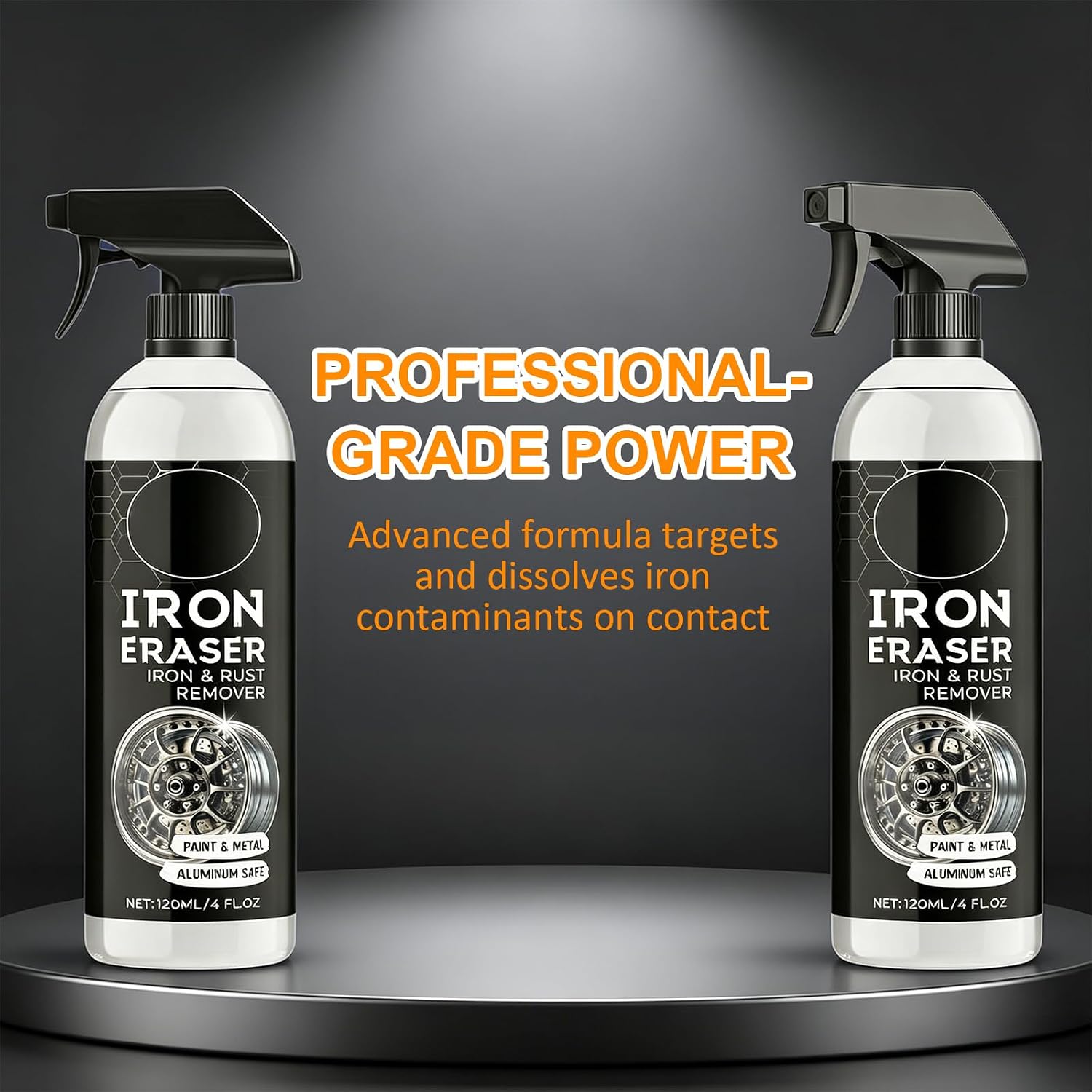 Iron Eraser Rust Remover Spray, 2026 New Professional Automotive Surface Metal Cleaner for Car Wheels and Paint, Fast Acting Rust and Brake Dust Remover (3 pcs, 4 Fl Oz)
