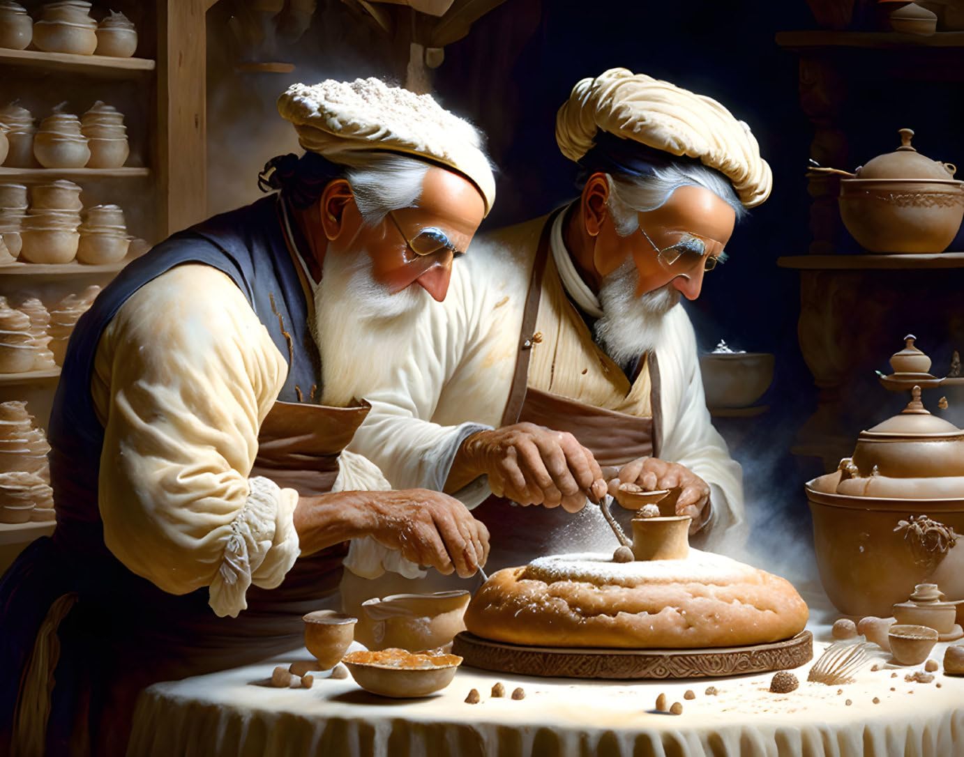 Affiche toile Elder Baker and His Apprentice At Work 1650 58x90cm SERENDIPITP