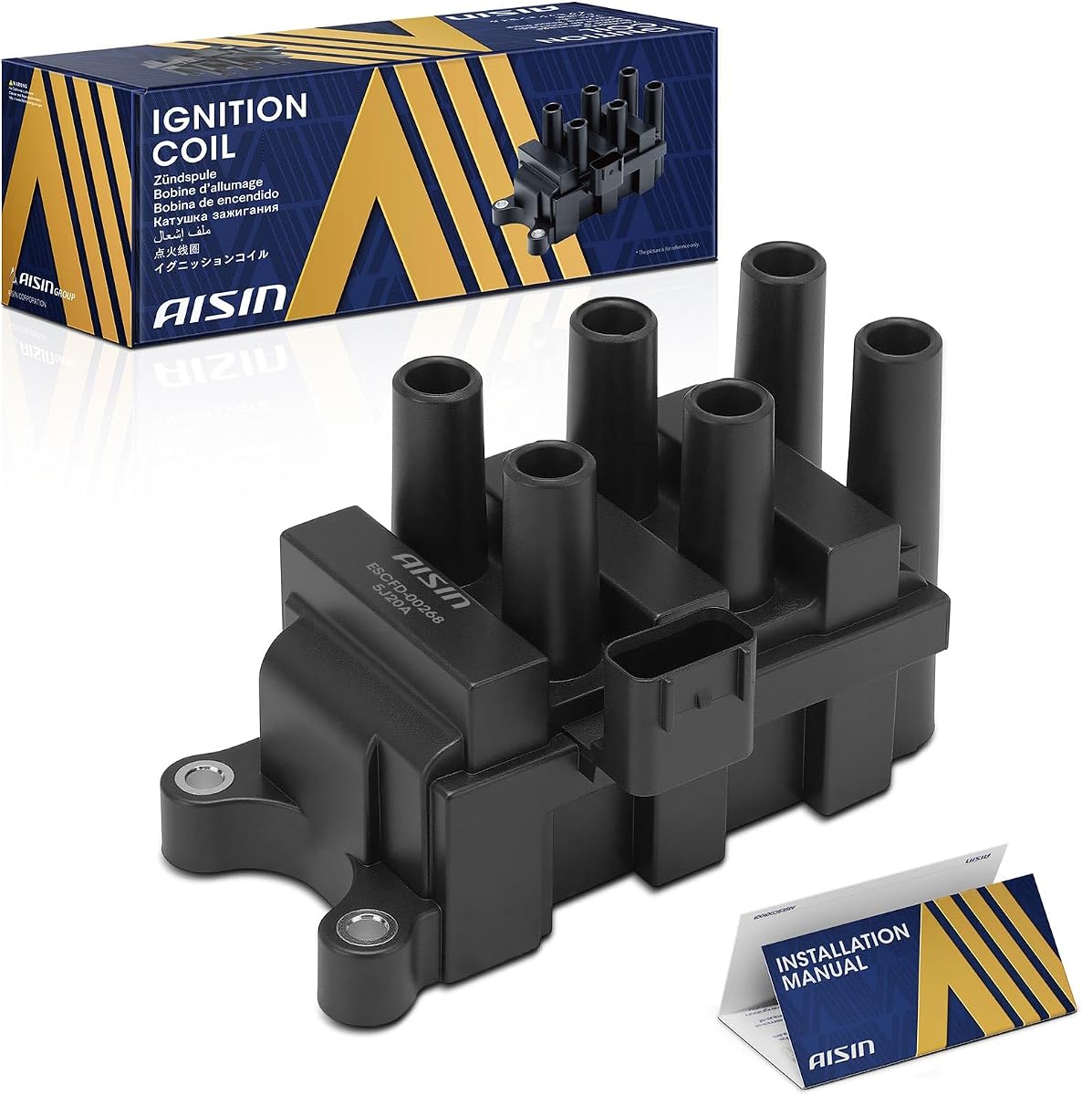 AISIN AFTERMARKET ESCAZ-00268 Bobina de encendido | Compatible con Ford E-150, E-250, F-150, Freestar, Mustang, Ranger, Taurus, Mazda B3000, MPV - V6 2.5L 3.0L 3.8L 3.9L 4.2L.