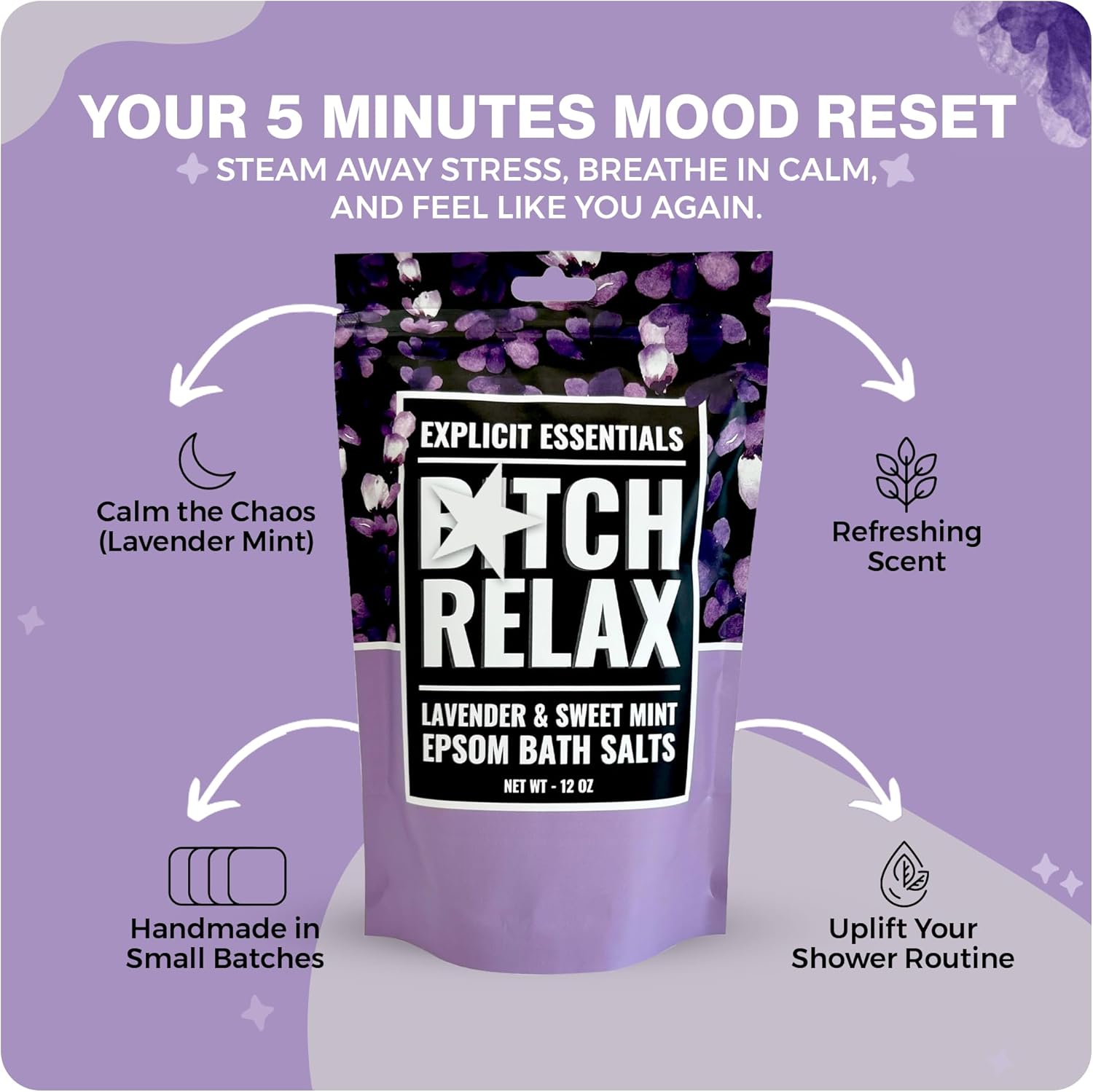 Lavender Bath Salts for Women, Self Care Gift Ideas for Women - Image 2