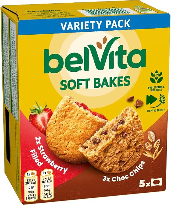 Belvita Softs Bakes, Strawberry Filled & Choc Chips 250 g (Pack of 1)