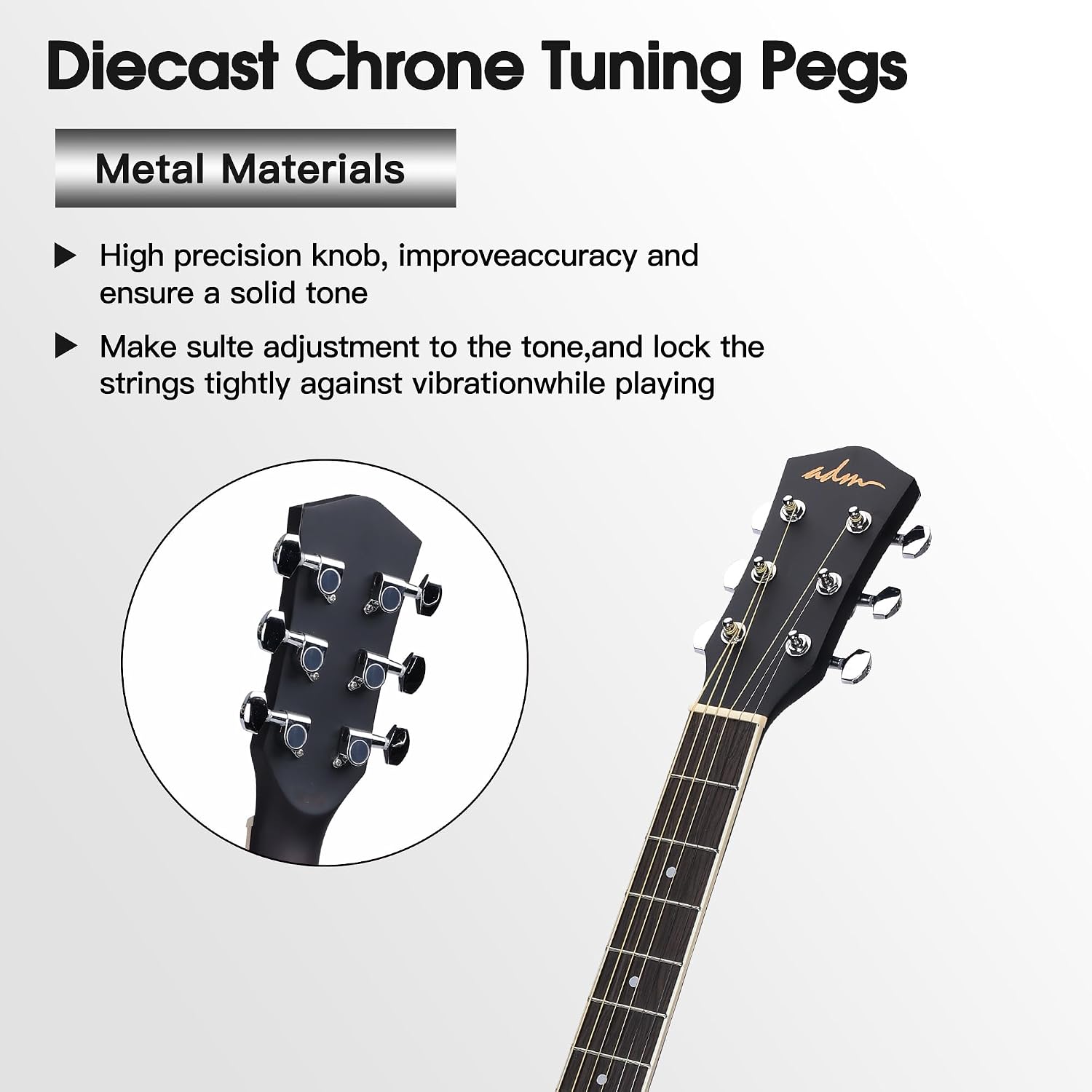 ADM Dreadnought Acoustic Guitar Kit with Free Lesson for Beginner Adult Teen Full Size Acustica Guitarra Starter Bundle Set with Bag Strap Tuner Capo Pickguard Music Stand, Right Hand(Grey, 41 Inch)